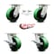 Service Caster 5 Inch Kingpinless Green Poly on Steel Wheel Caster Swivel Locks 2 Brakes, 2PK SCC-KP30S520-PUR-GB-BSL-2-SLB-2 - alternate 3